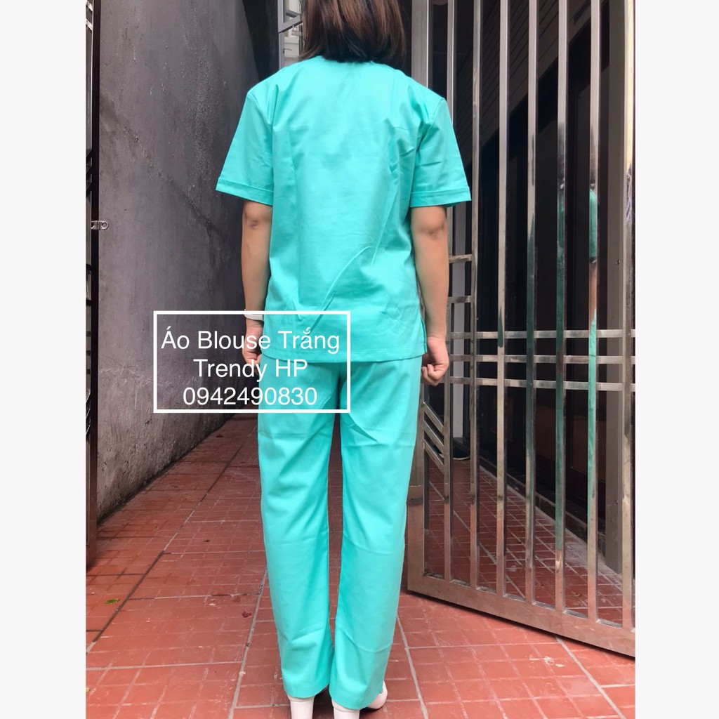 Bộ scrubs nữ - bộ kỹ thuật viên cổ tim nữ cộc tay cao cấp, Bệnh viện, Thẩm mỹ viện, spa