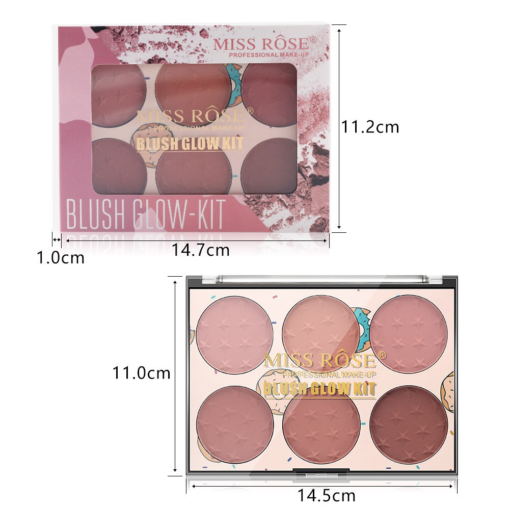 LUCKY 6 Colors Fashion 6 Colors Face Blush Palette Face Makeup Tool Blush Contour Flame Brushes New Hot Shimmer Matte Women Beauty Highlight