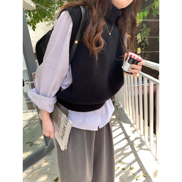 Áo gile len cổ lọ vân dọc _A0339 | BigBuy360 - bigbuy360.vn