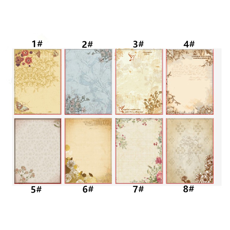 10 Tấm giấy chuyên viết thơ in hoa lá phong cách retro cổ điển