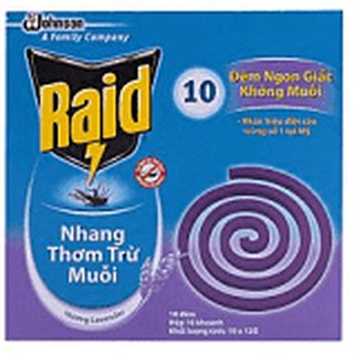 Combo 5 hộp Nhang Thơm Trừ Muỗi Raid Hương Lavender Hộp 10 Khoanh