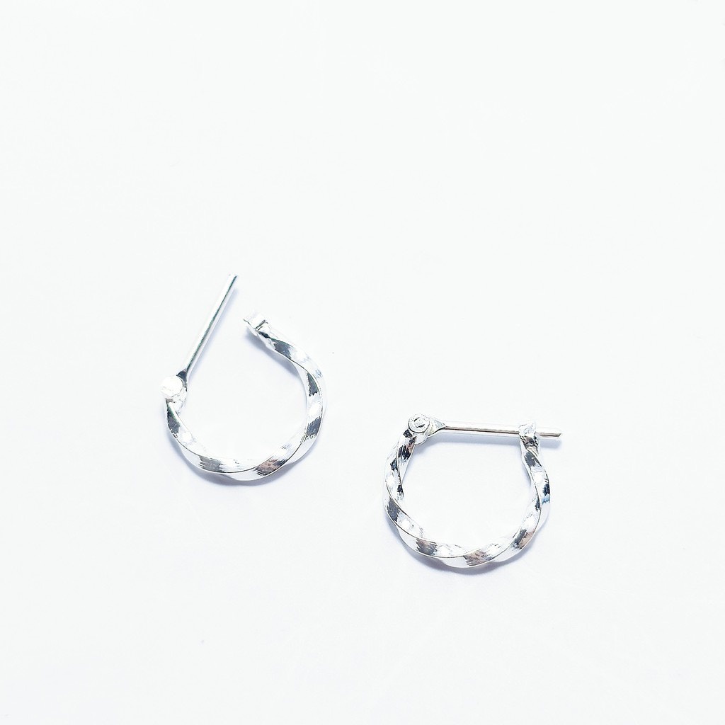 Bông tai cho mẹ và bé, Chất liệu bạc ta xoắn siêu đẹp, Khuyên tai cho bé gái Minh Hằng Jewelry