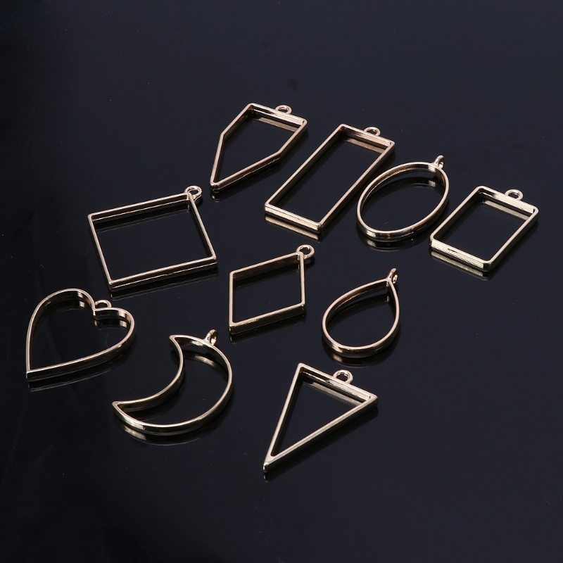 Set 10 khung rỗng họa tiết hình học dùng làm mặt dây chuyền/ đồ trang sức bằng nhựa
