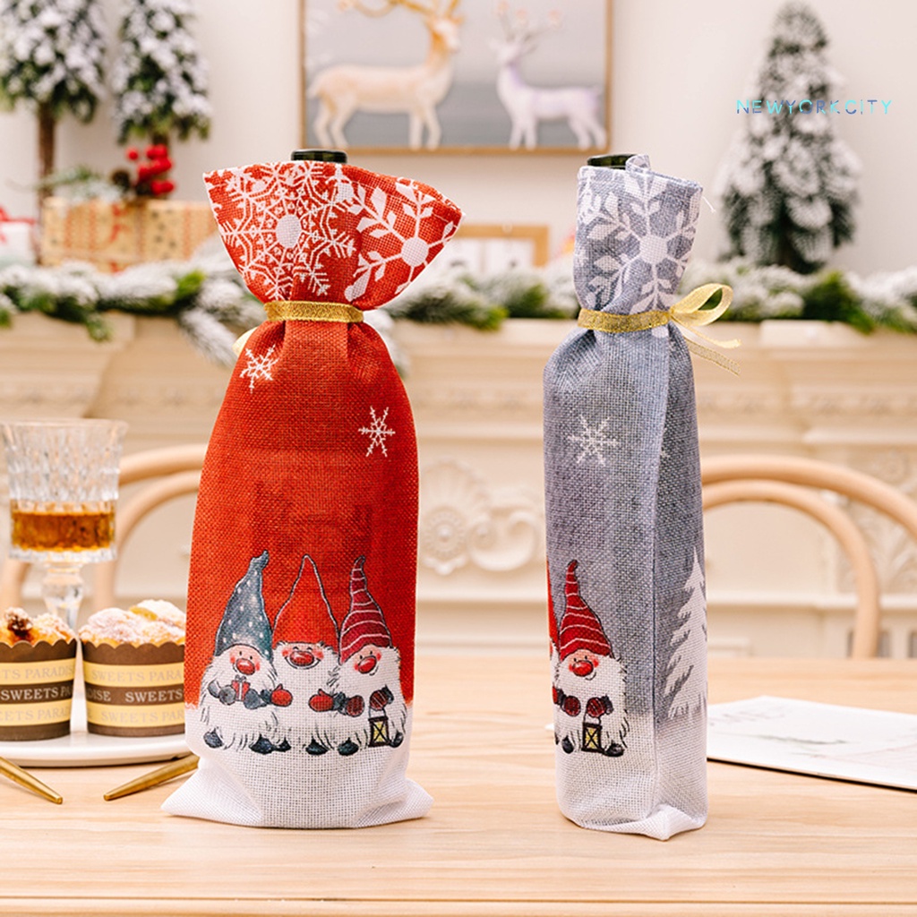 Ny-túi Đựng Rượu Quà Tặng Giáng Sinh In Hoa Rudolf Old Men Hoa Tuyết Để Bàn Trang Trí Lễ Hội