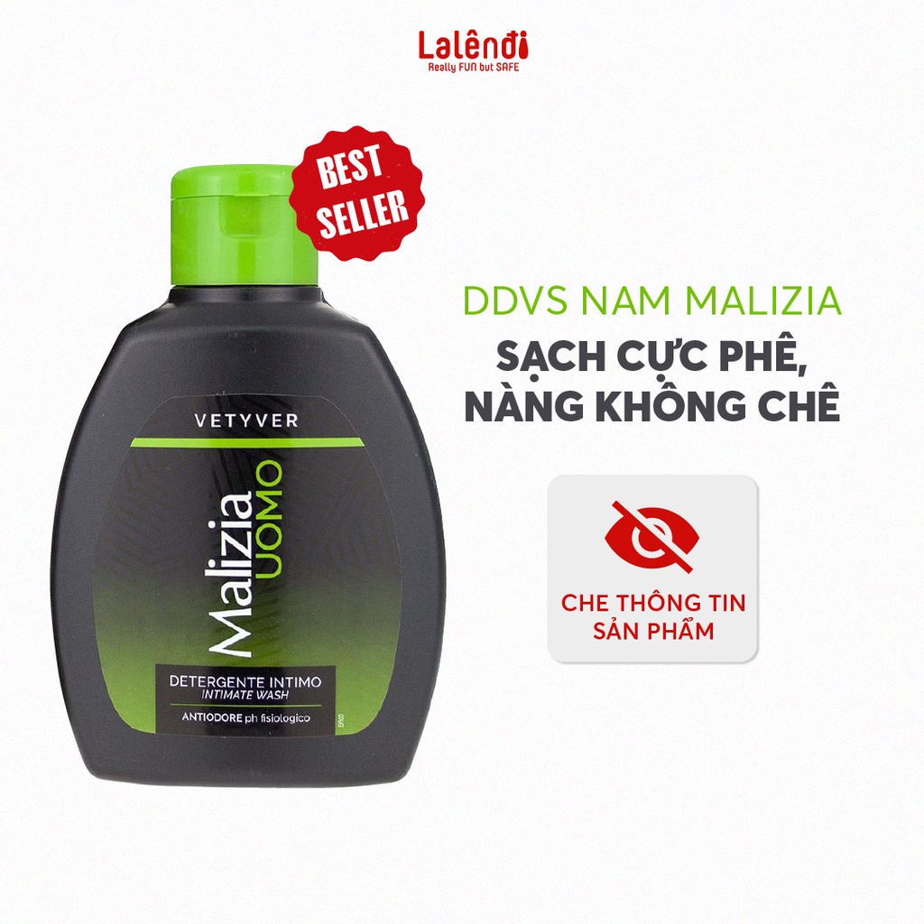 Dung dịch vệ sinh vùng kín nam MALIZIA UOMO hương cỏ thơm Vetyver ngăn mùi 200ml, chăm sóc sức khỏe nam giới | LALENDI