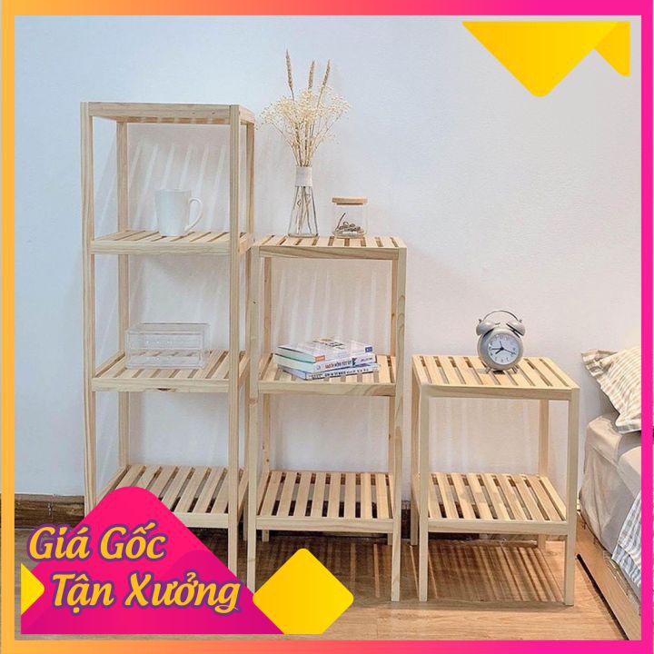 Kệ tab đầu giường gỗ Thông 2 tầng, 3 tầng, 4 tầng | BigBuy360 - bigbuy360.vn