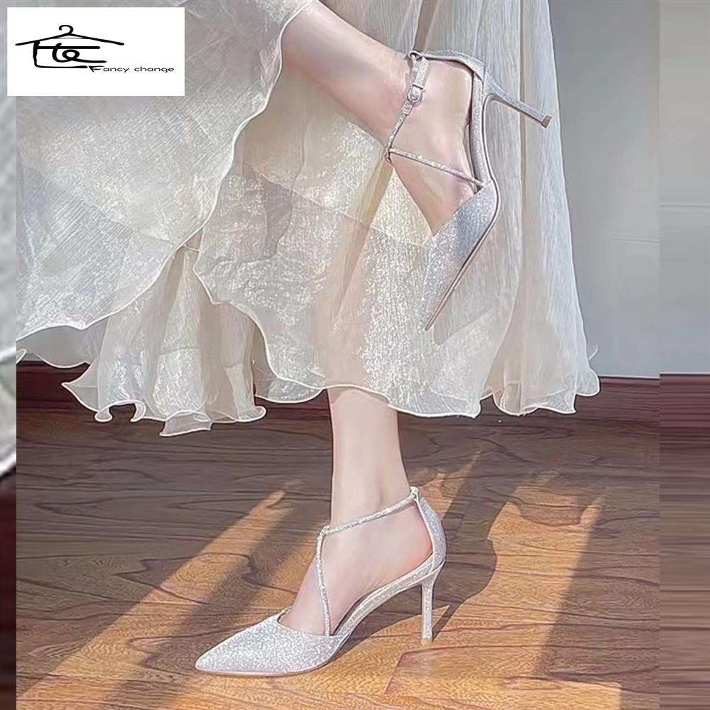 Giày Cao Gót Mũi Nhọn Cài Khóa Thời Trang Mới Cho Nữ 2022