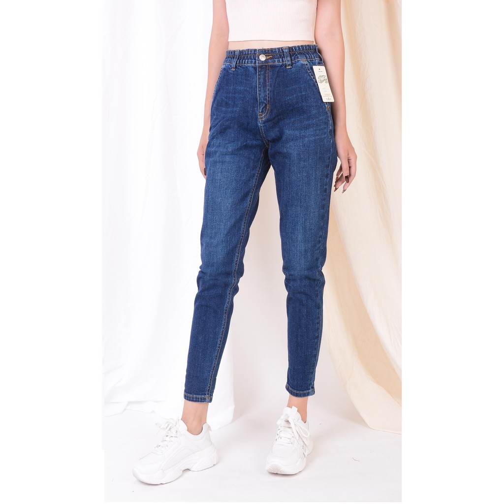Quần jean nữ ống rộng baggy đẹp lưng cao cạp chun cúc trơn hàng hiệu cao cấp mã 466 VANIZEN