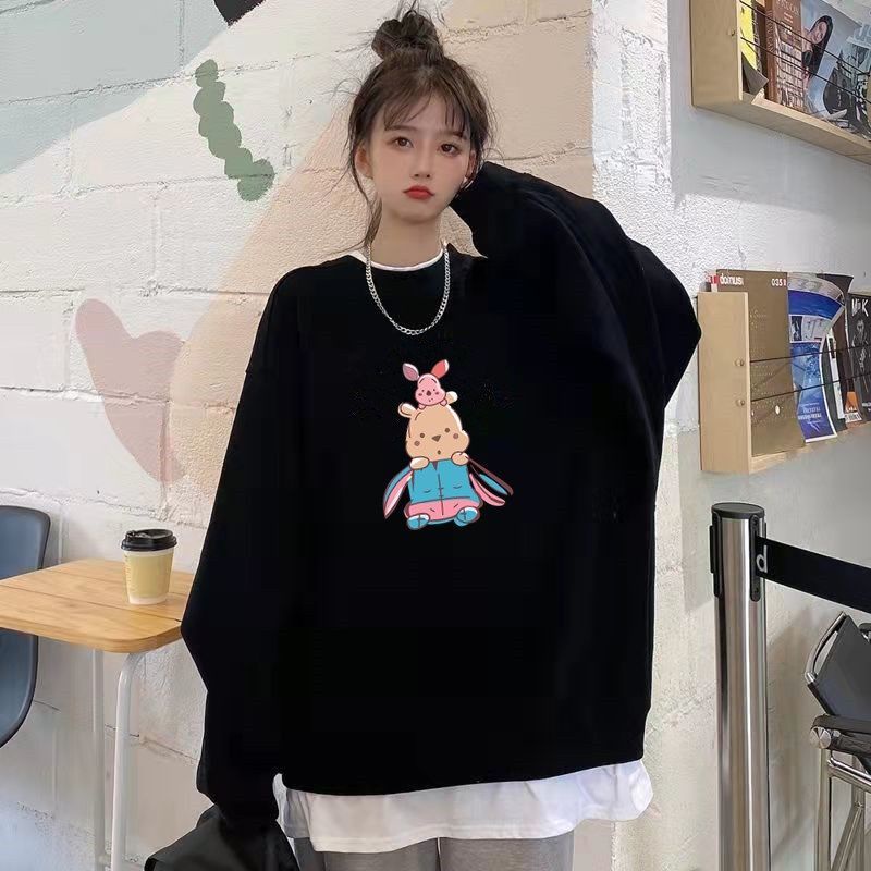 Áo sweatshirt nữ tay dài dáng rộng thời trang size lớn 40-159kg