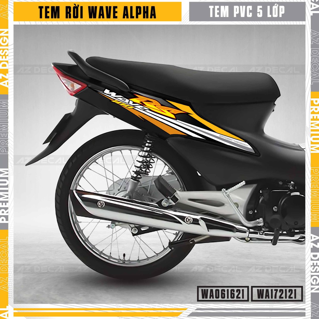 Tem Wave Alpha 2006 - 2021 Mẫu Chữ RS100 | WA21 | Tem Rời Dễ Dán, Decal PVC Chống Nước Cho Wave A 110, 100