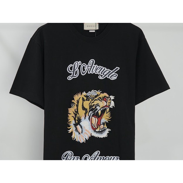 Áo Thun GUCCI HỔ THÊU Unisex Logo Ngang , Áo thun Thêu Logo BIG SIZE The.Peguin