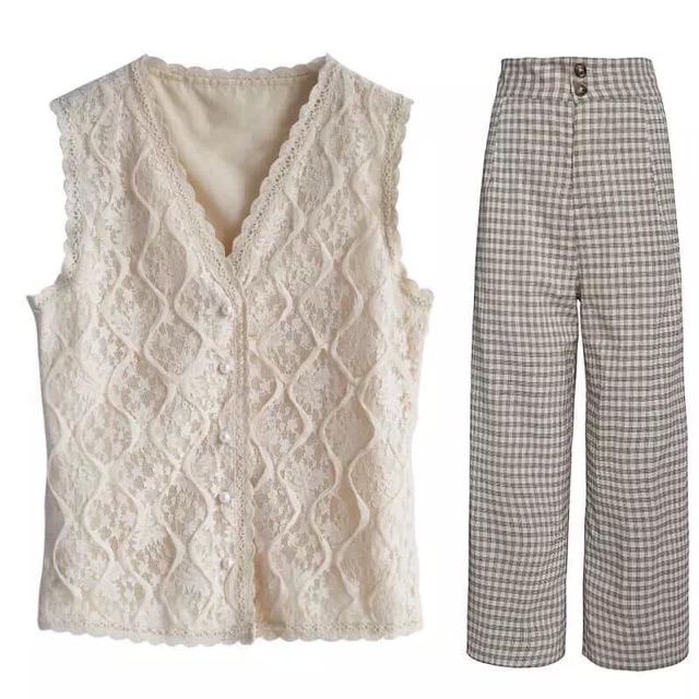 SET ÁO REN QUẦN CARO