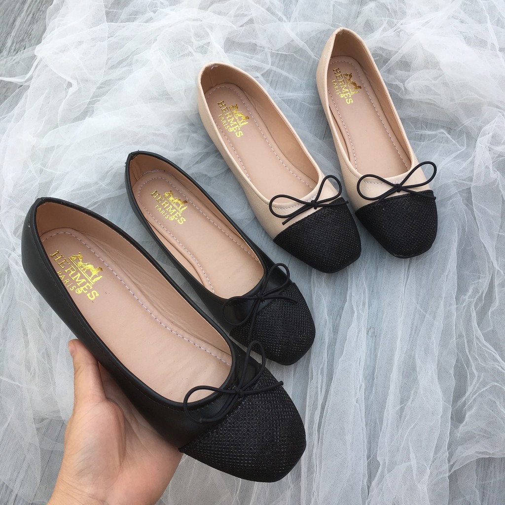 Giày nữ kiểu dáng búp bê đế bệt đính NƠ ẤU nhỏ nhắn xinh | BigBuy360 - bigbuy360.vn