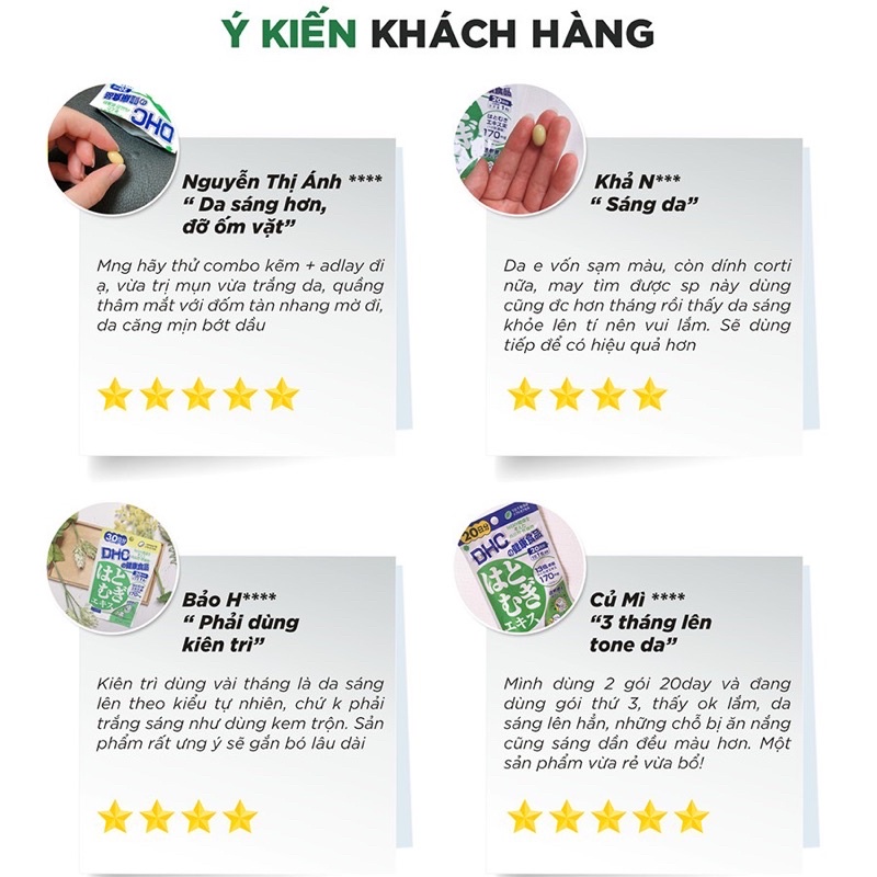 Viên uống Sáng Da DHC Nhật Bản Adlay Extract