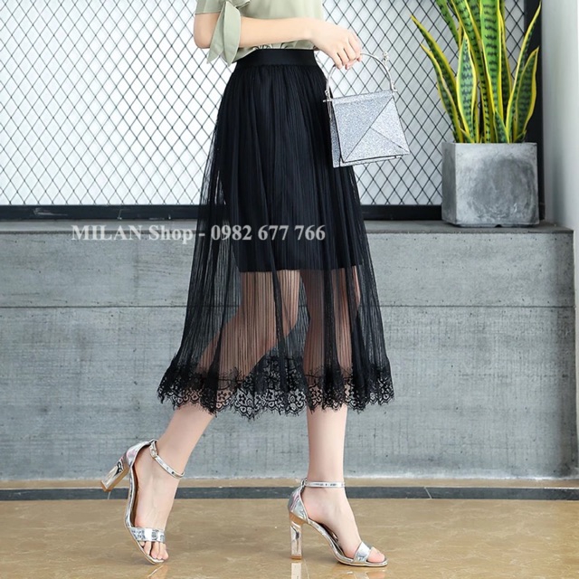 Chân váy ren gấu dài qua gối | BigBuy360 - bigbuy360.vn