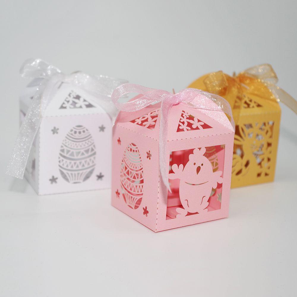 YOLA 10 Hộp Giấy Đựng Kẹo Trang Trí Ruy Băng Cắt Rỗng 2022