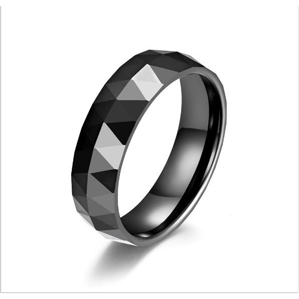 Nhẫn bằng thép titan đính đá zirconia đánh bóng qf045 cho nam