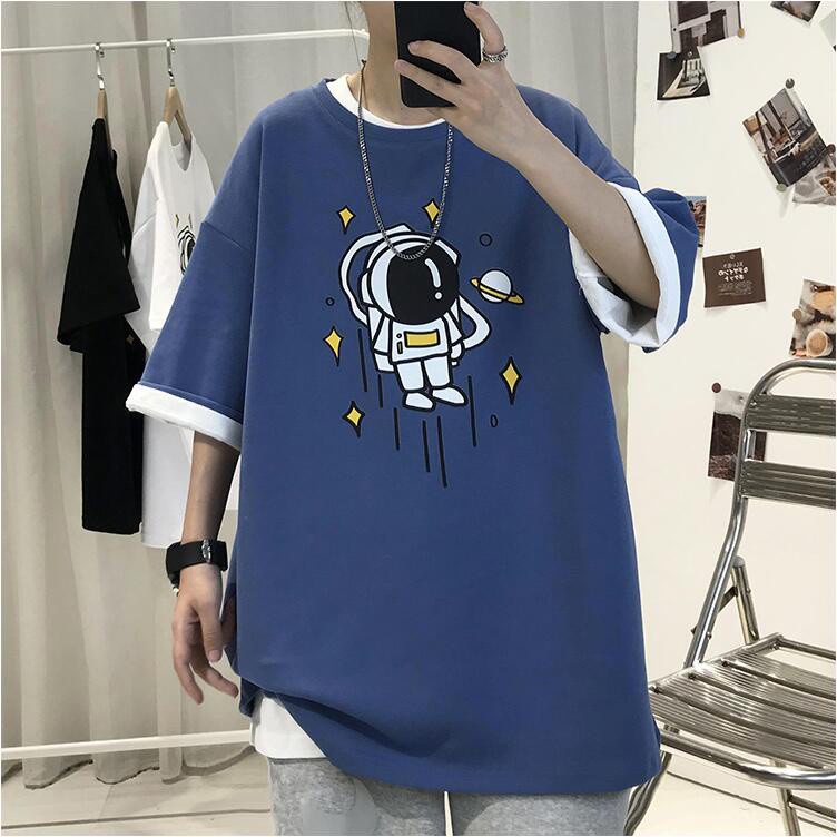 Áo Thun Nam Clothing Cổ Tròn Form Rộng Streetwear Áo Phông Nam Form Rộng Basic Cotton Oversize In Phi Hành Gia PCG693 bắn thật