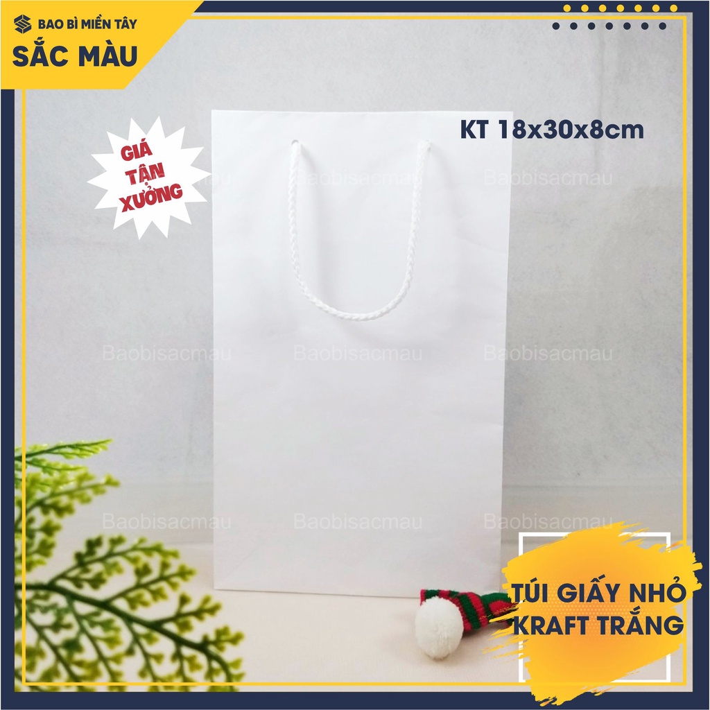 Sét 10 Túi Giấy Kraft Trắng xinh xắn nhiều kích thước