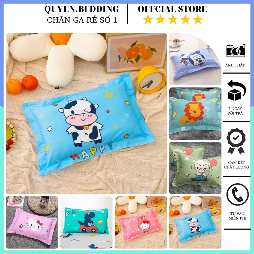 Gối Cho Bé Sơ Sinh Gối Trẻ Em 100% Cotton Mềm Mịn Thoáng Mát Hình Thú Nghộ Nghĩnh Đáng Yêu Có Ruột Gối Đi Kèm