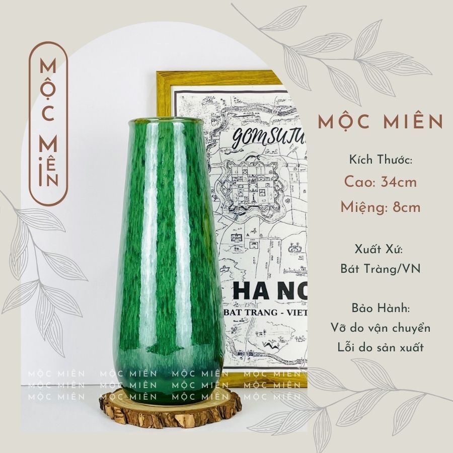 Bình hoa gốm sứ men hoả biến Rêu Xước cỡ Lớn lọ hoa decor trang trí nhiều mẫu, Mộc Miên, gốm sứ bát tràng