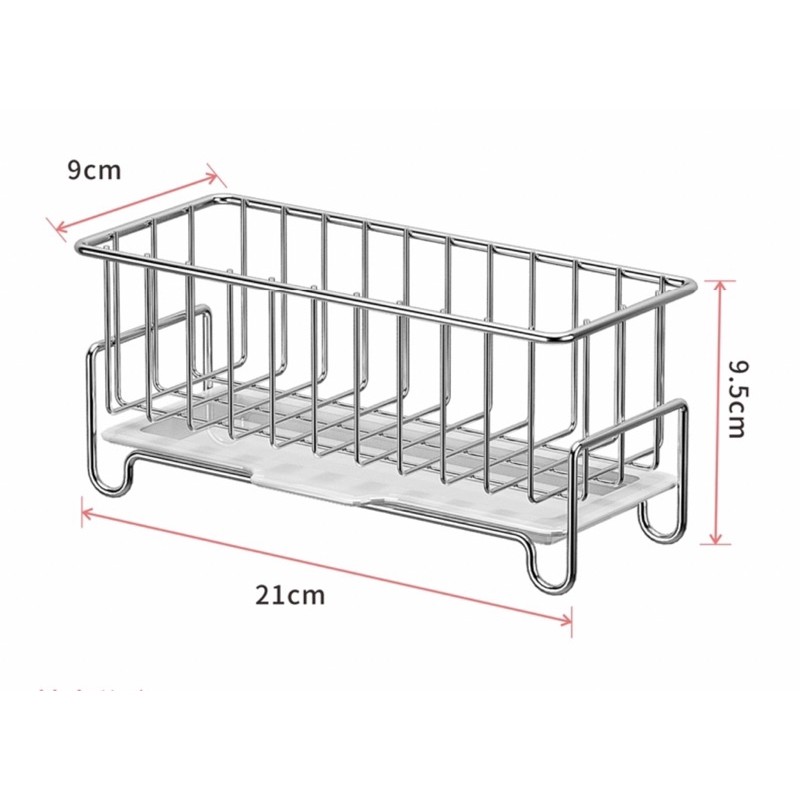 Kệ Giỏ Inox SUS 304 Đựng Dụng Cụ Rửa Chén Bát Chống Hoen Rỉ - Kèm Miếng Dán Tường