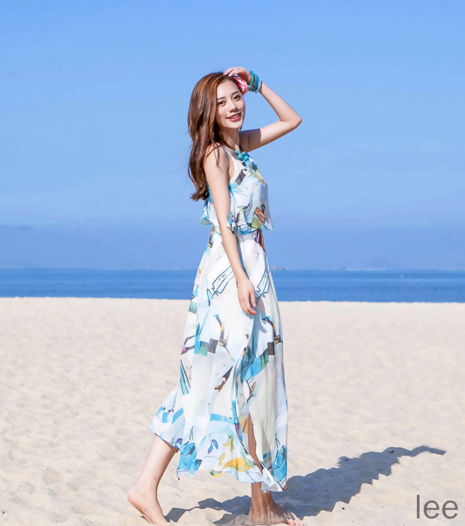 One-piece long skirt summer long suspender small skirt seaside vacation beach skirt Sanya photo clothes fairy | BigBuy360 - bigbuy360.vn