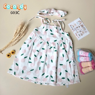 [Cocandy Official Store] Set váy dây kèm turban cho bé