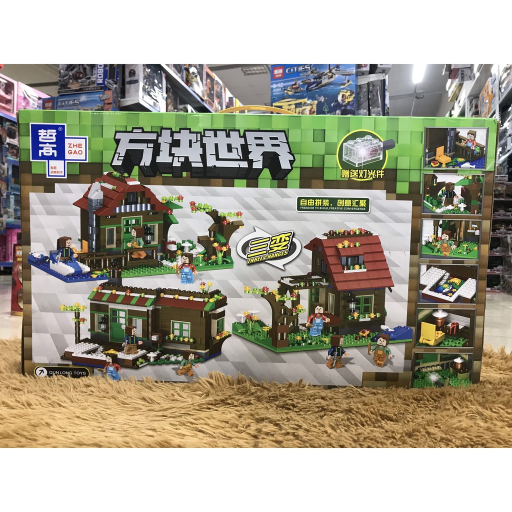 Đồ chơi xếp hình lego minecraft ngôi nhà có bác nông dân 3 in 1 583 chi tiết