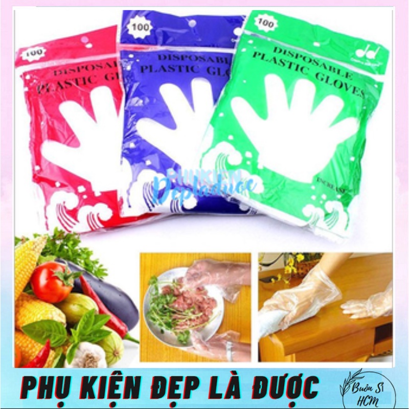 B250 Túi 100 găng tay nilong, Set 100 Găng Tay Nilon Cao Cấp, Màu Sắc Trong Suốt, Vừa Với Nhiều Size Tay