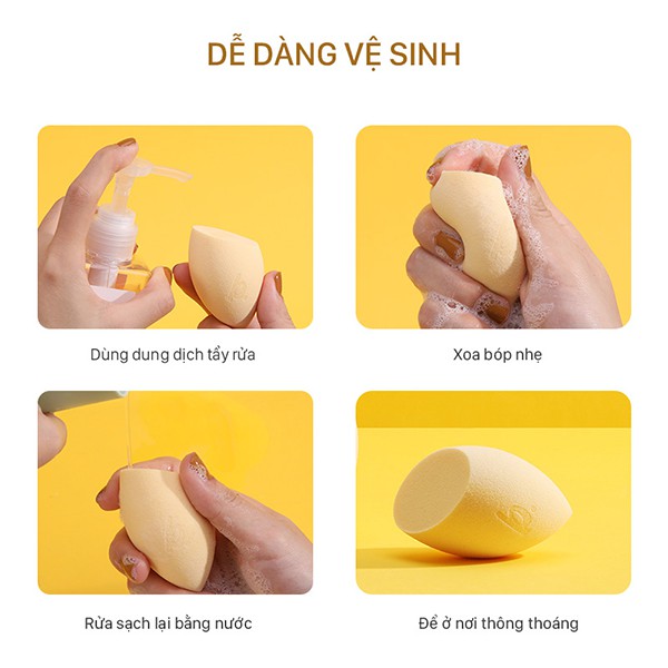 Mút  trang điểm tán kem nền Berlala dạng giọt nước mềm mại tiện an toàn và không gây kích ứng - Cheese