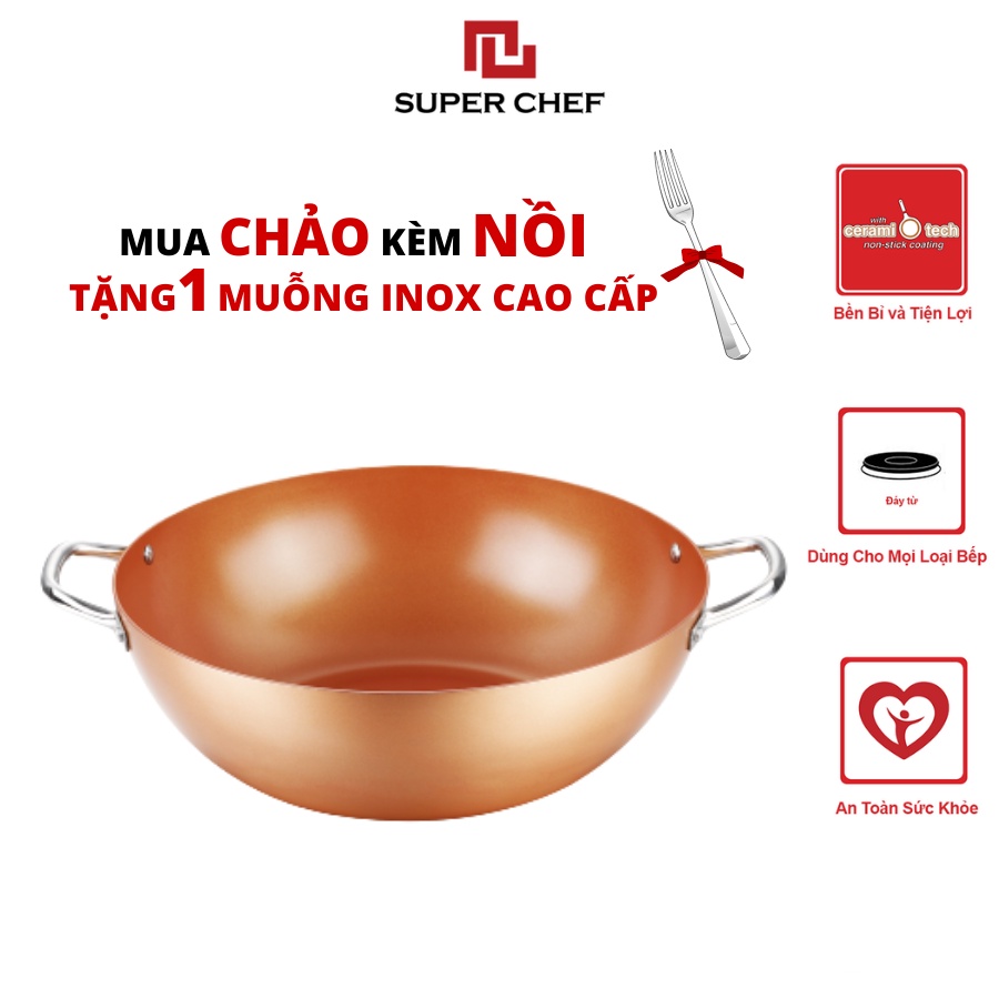 Chảo Chống Dính Ceramic Sâu Lòng Super Chef Chiên Xào Tiện Lợi