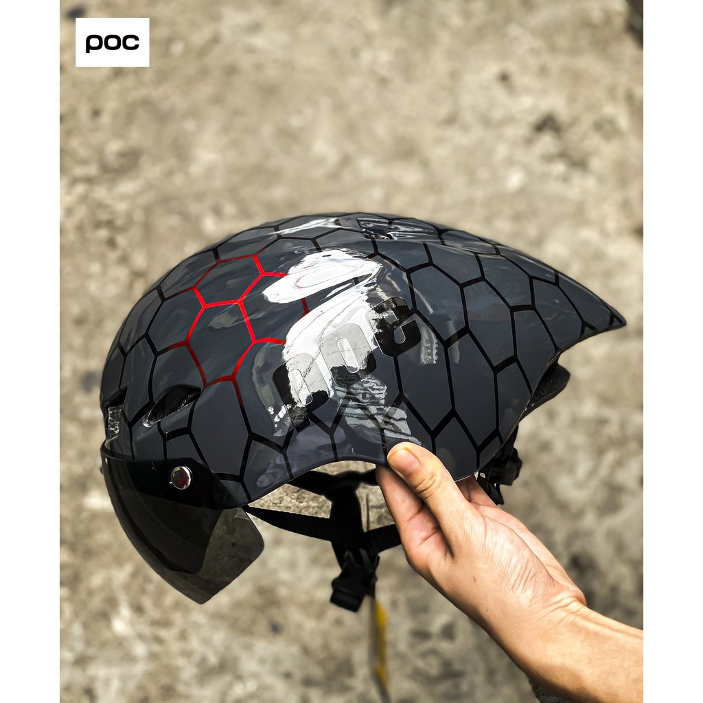 ♗™►(Đủ mẫu) Nón thể thao POC 01 Đủ màu , có kèm sẵn kính + Tặng túi đựng