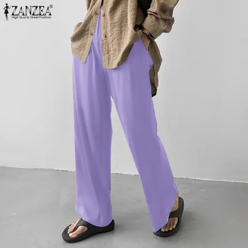 Quần ống rộng ZANZEA xẻ tà thời trang dành cho nữ