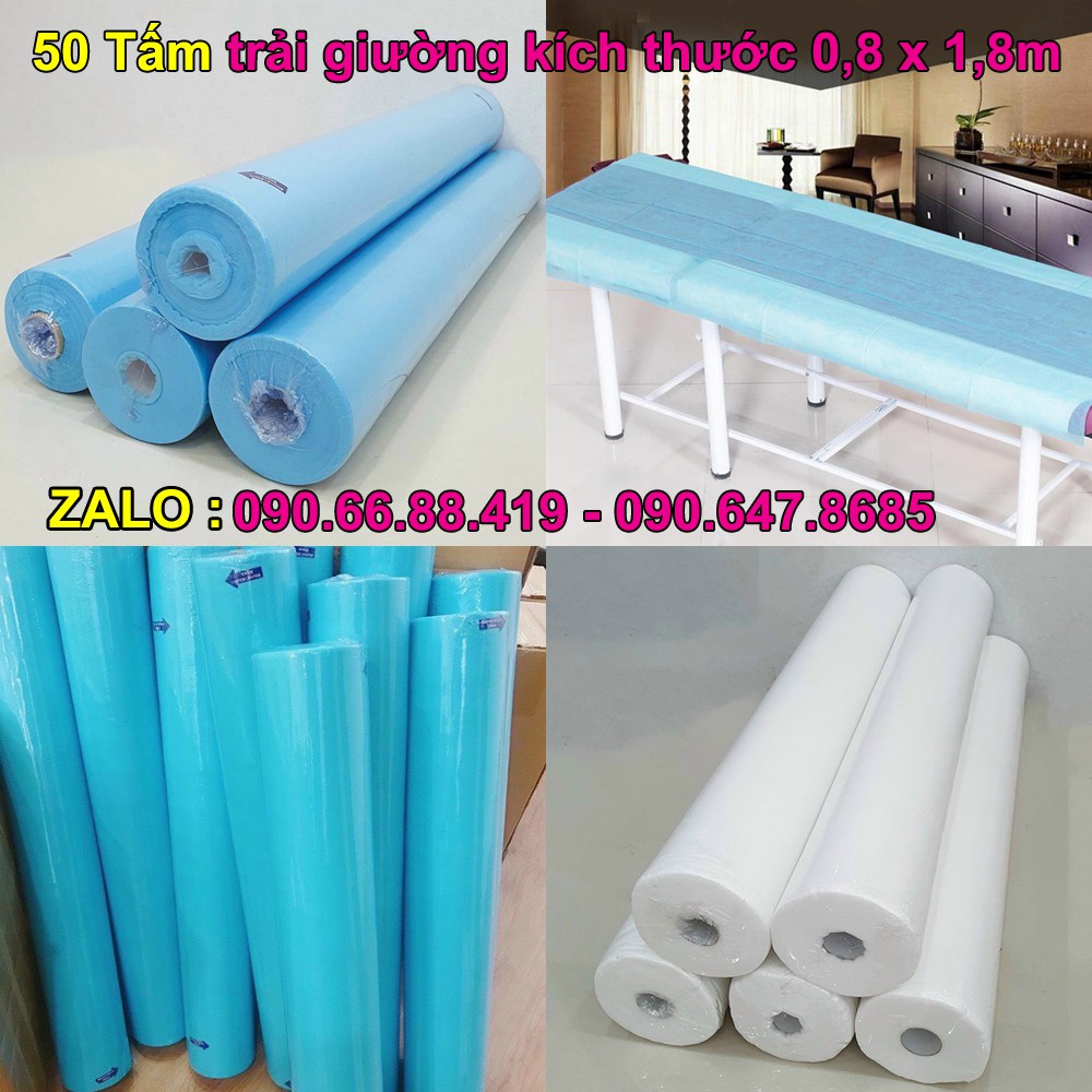 Tấm trải giường kích thước 0,8 x 1,8m - Cuộn Vải không dệt trải lót giường dùng trong Spa, Y tế, phun xăm