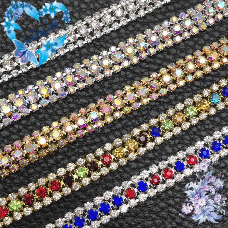 2068080 Bán Trực Tiếp Từ Nhà Máy Chuỗi Xích Kim Cương Giả Ba Hàng Xích Trang Trí Quần Áo Hàn