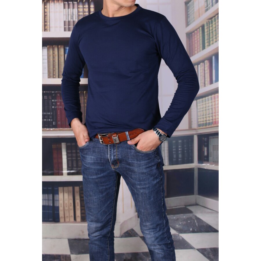 Áo thun dài tay nam màu ghi tối chất thun cotton cao cấp dáng hơi ôm nhẹ giành cho nam | BigBuy360 - bigbuy360.vn