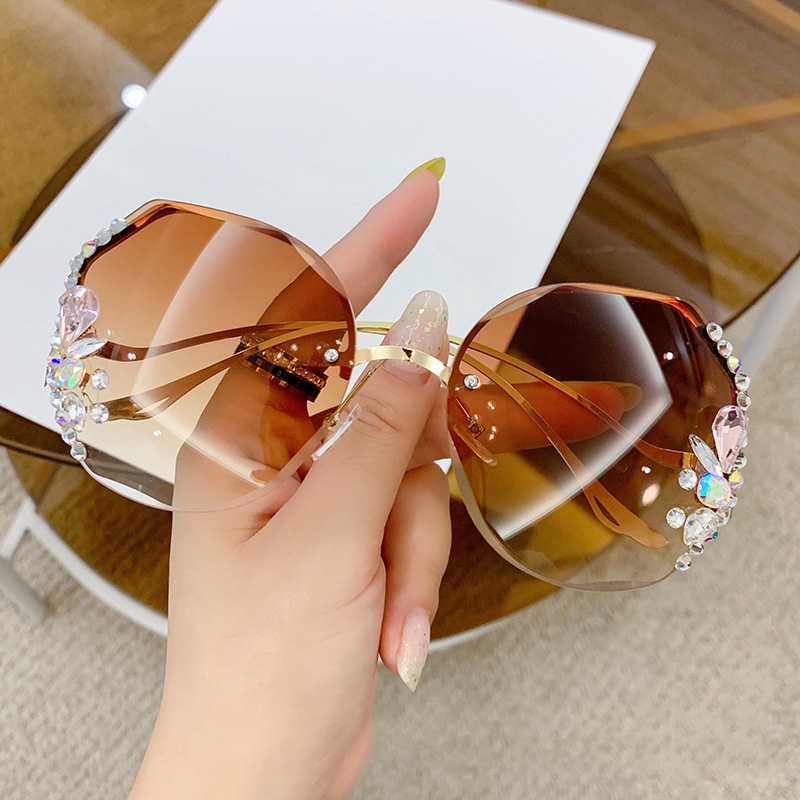 Kính mát càng kim loại đính đá thời trang Hàn Quốc