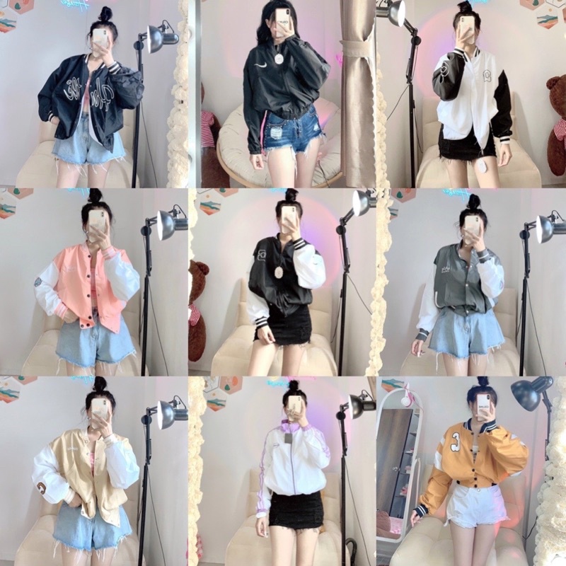 Áo khoác dù 2 lớp nữ in chữ