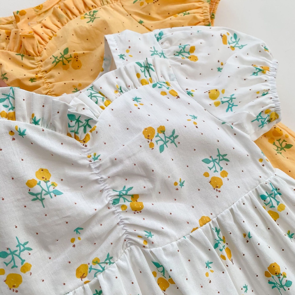 Bộ Áo Liền Quần Tay Phồng In Họa Tiết Cherry Hoạt Hình Dễ Thương Thời Trang Mùa Hè Cho Bé Gái 0-24 Tháng Tuổi