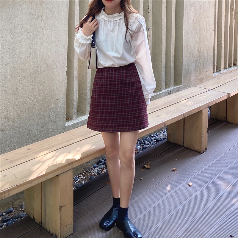 Áo trắng nữ cổ tròn tay dài thanh lịch thời trang 38085