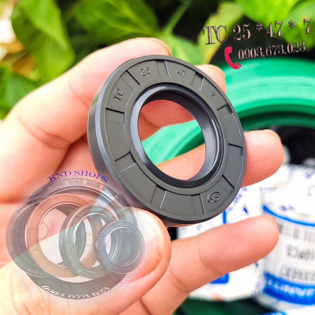 Phớt dầu TC 25*47*7, Phớt lò xo chặn nhớt trục máy cấy lúa và máy sản xuất gạch men | KND Shops