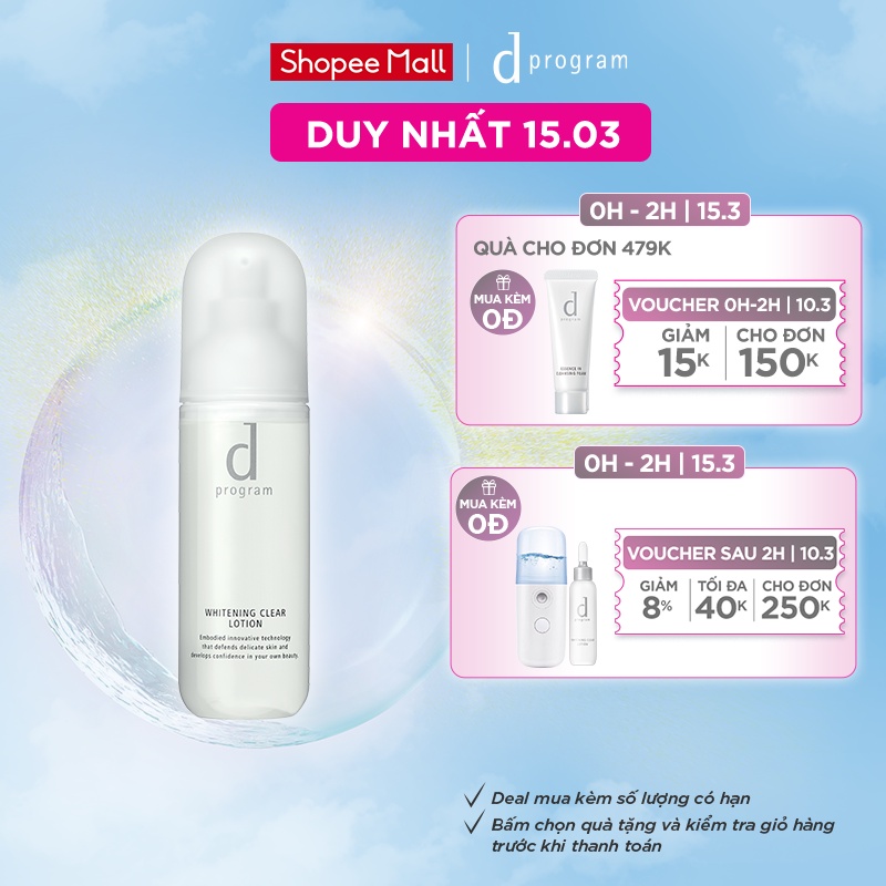 [Mã FMCGMALL -8% đơn 250K] Nước cân bằng dưỡng trắng cho da nhạy cảm Dprogram Microbiome Whitening Clear Lotion 125ml | BigBuy360 - bigbuy360.vn