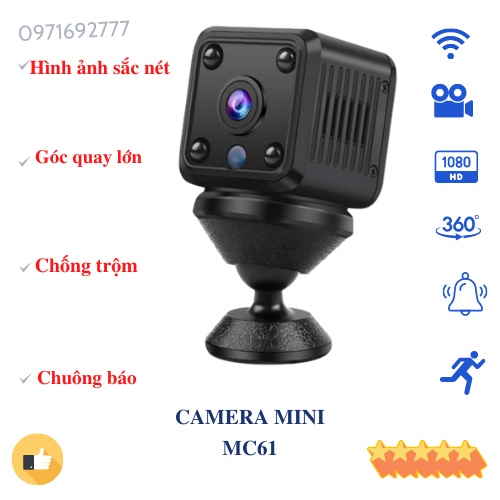 Camera wifi mini MC61 quay full HD siêu nét, camera giám sát an ninh phát hiện chuyển động và chuông báo