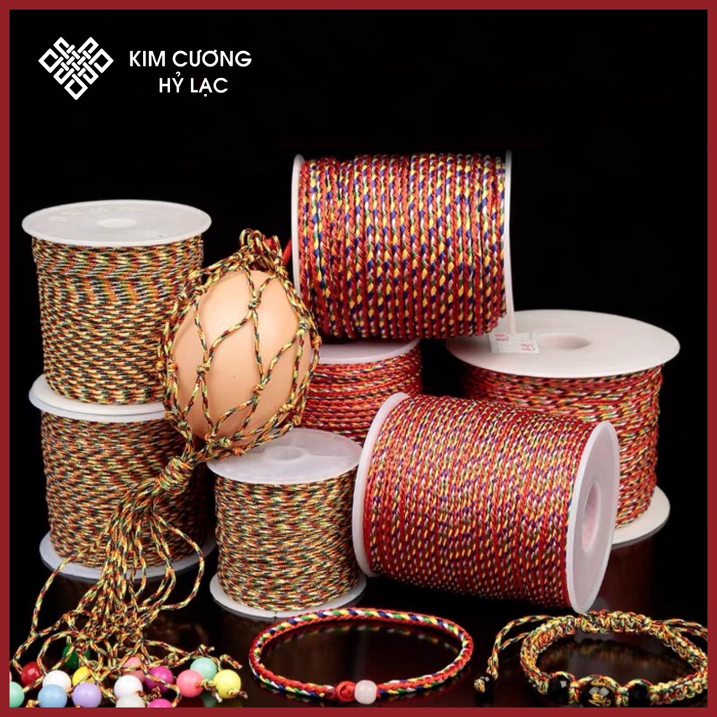 Chỉ Ngũ Sắc May Mắn [Kim Cương Hỷ Lạc] Tết Vòng Tay- Hàng Loại 1