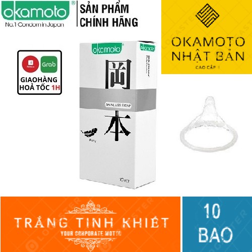 [SALE SỐC][CHÍNH HÃNG] Bao Cao Su OKAMOTO SKINLESS SKIN PURITY (10bao/Hộp)Trắng Tinh Khiết - Nhập Khẩu Nhật Bản