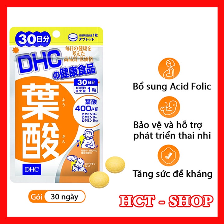 [CHÍNH HÃNG] Viên Uống DHC Acid Folic Cho Bà Bầu Gói 30 Ngày - Bổ Sung Acid Folic - Tăng Sức Đề Kháng