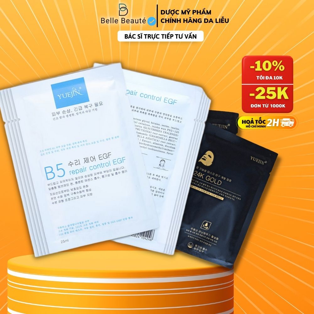 Mặt nạ phục hồi cấp ẩm Yuejin B5 Repair Control EGF và 24K Gold giúp dịu da giảm đỏ nhanh chóng 1 miếng