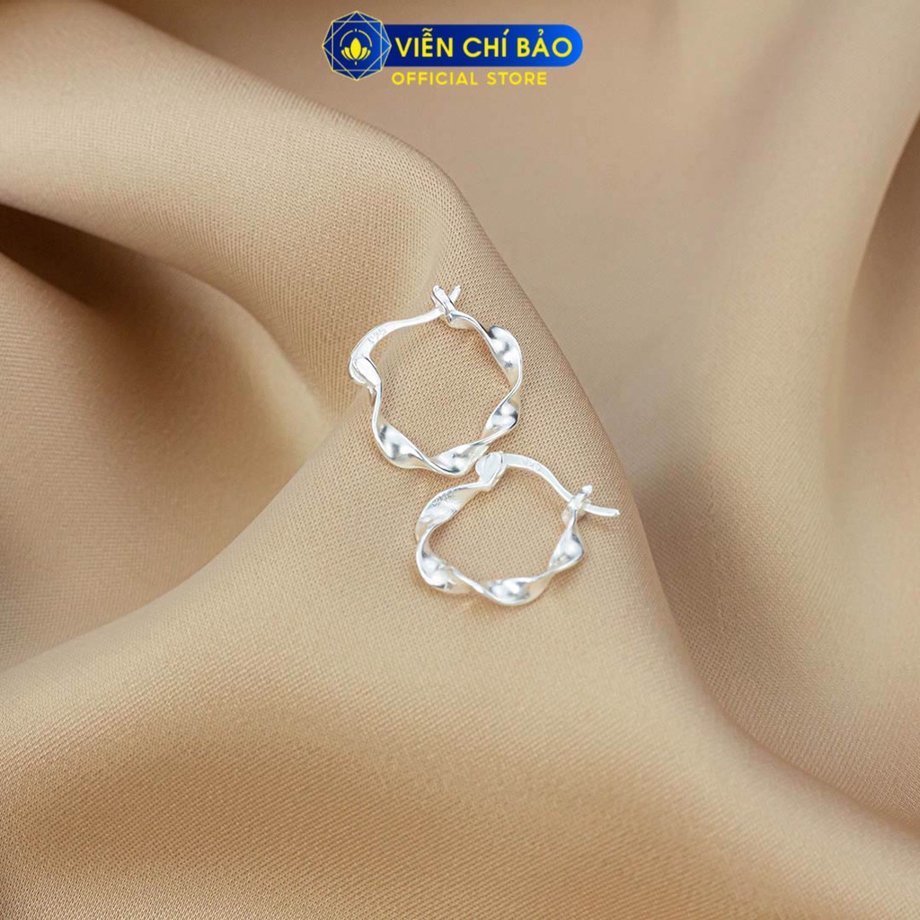 Bông tai bạc nữ sóng lượn chất liệu bạc 925 thời trang phụ kiện trang sức Viễn Chí Bảo B400775