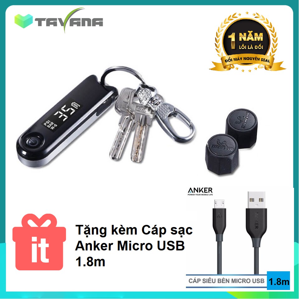 Cảm biến đo áp suất lốp xe máy Michelin IPC-1+2ISP-1 Tặng cáp sạc Anker Micro USB 1.8m